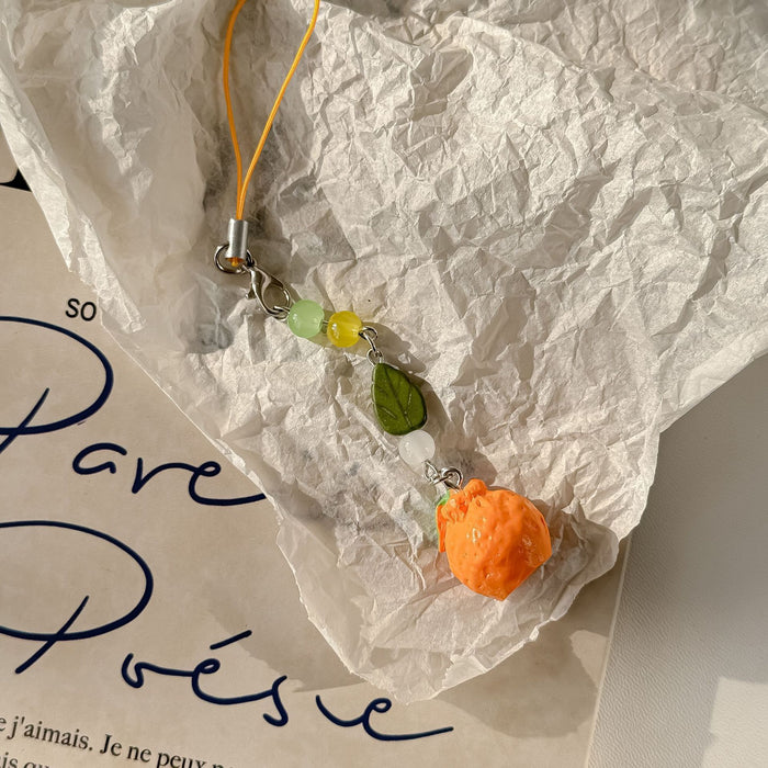 Wholesale Orange Phone Pendant Fruit Bag Pendant Keychain