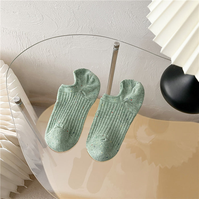 Wholesale Socks, dotted yarn, boat socks, double needle vertical stripes, invisible socks, adhesive anti slip short tube socks