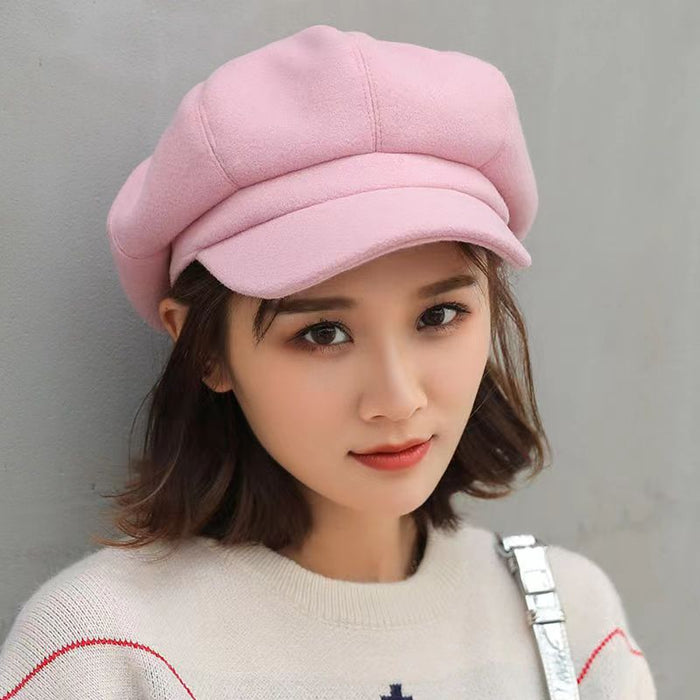 Wholesale Hat women's autumn and winter all-match octagonal hat woolen winter fashion beret