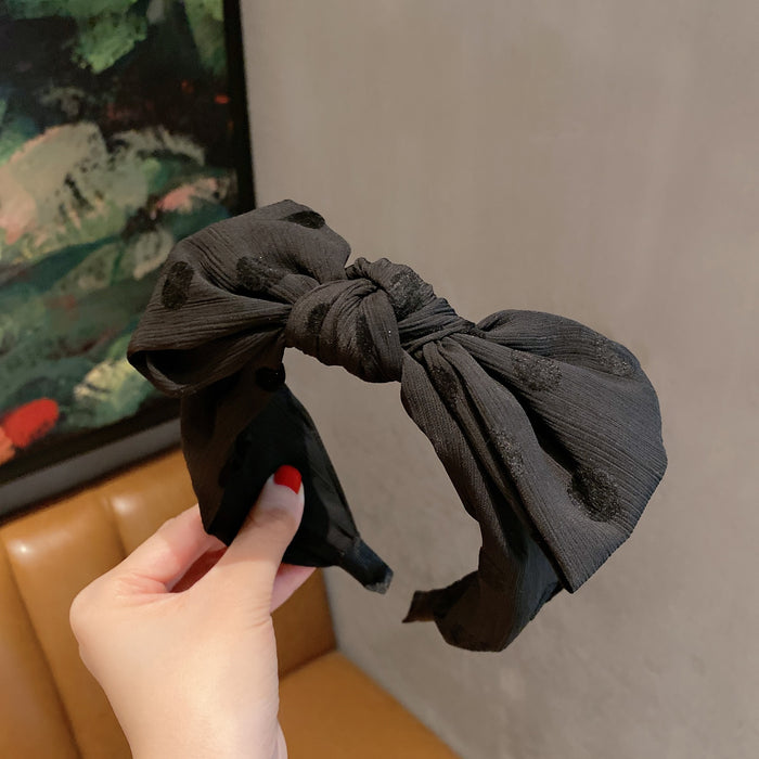 Wholesale Simple Retro Solid Color Satin Black Fabric Pleated Wide Edge Hair Band JDC-HD-HuiY021