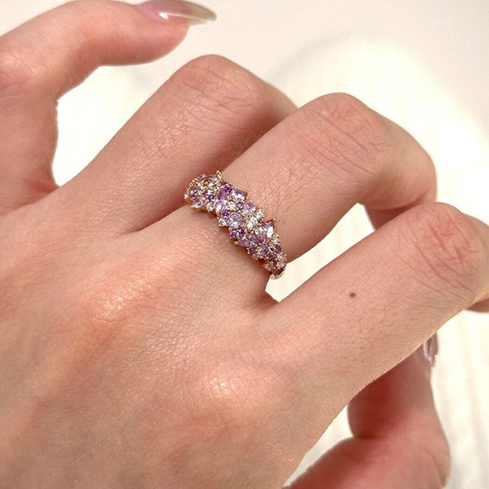 Wholesale Sparkling purple full diamond ring