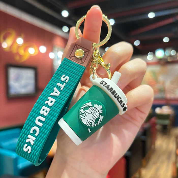 Wholesale Cup keychain cartoon exquisite car keychain milk tea cup student bag pendant