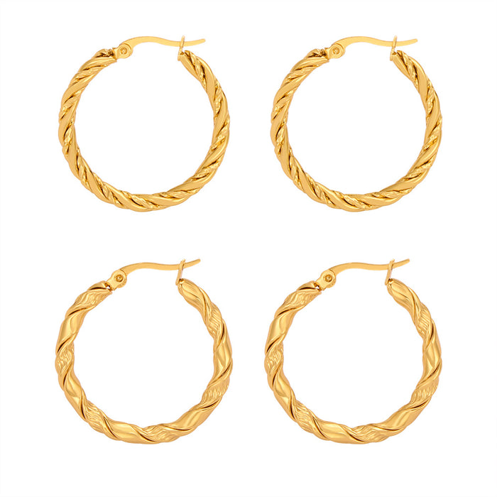 Wholesale Cold and elegant style, simple and personalized jewelry, geometric twist texture design, titanium steel O-ring