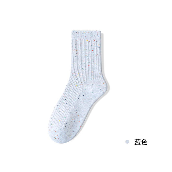 Wholesale Stacked socks made of pure cotton, thin socks with dotted yarn, long tube socks that are versatile and boneless, mid tube socks