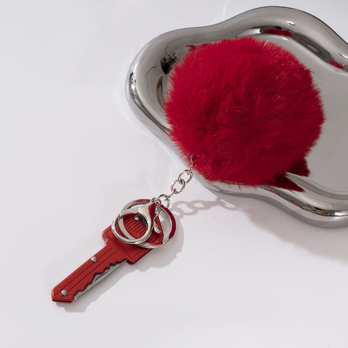 Wholesale Mini Multi-function Key Knife Fur Ball Two-piece Metal Keychain JDC-KC-ZY036