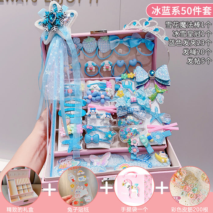 Wholesale Children' s New Headwear Girl Birthday Gift Jewelry Box Princess Girl Hair Accessories Set Gift Box Baby Hair Clip