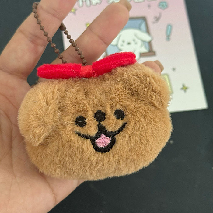 Wholesale Autumn and Winter Plush Line Puppy Bow Keychain Pendant Girl's Heart Schoolbag Hanging Chain Girlfriend Gift