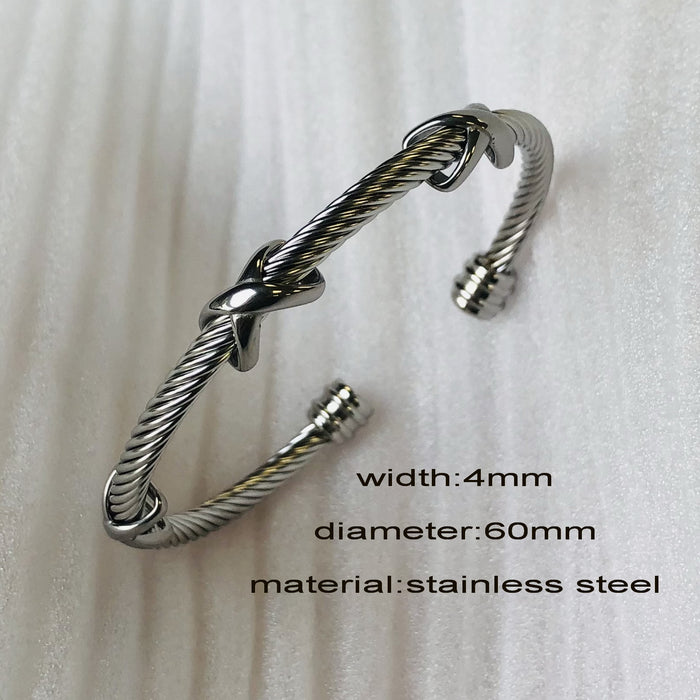 Wholesale Personalized Wire Rope Horseshoe Buckle Titanium Steel Bracelet JDC-BT-Xuel007