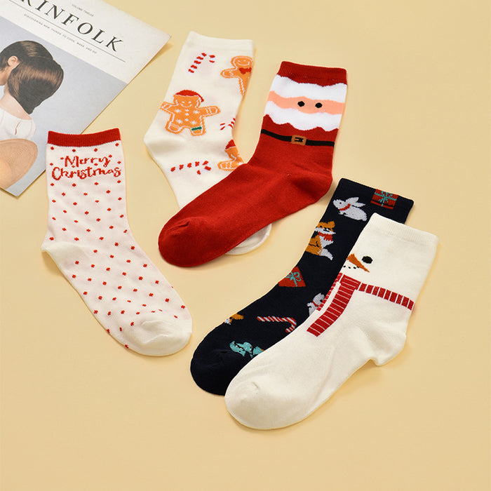 Wholesale 10pcs Cartoon Christmas Polyester Elk Middle Tube Socks JDC-SK-Xinh024