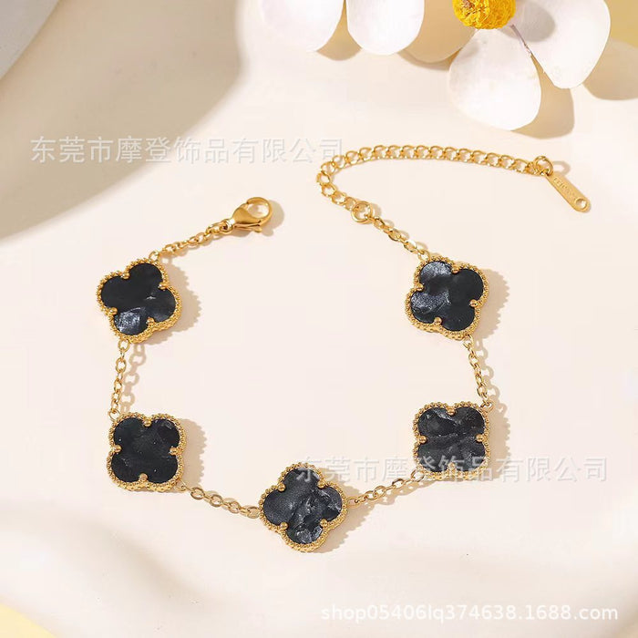 Wholesale titanium steel four-leaf clover bracelet JDC-BT-Modeng002