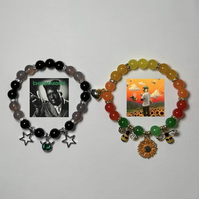 Wholesale bat guitar love butterfly IP love magnetic attraction men and women couples bracelet elastic bracelet