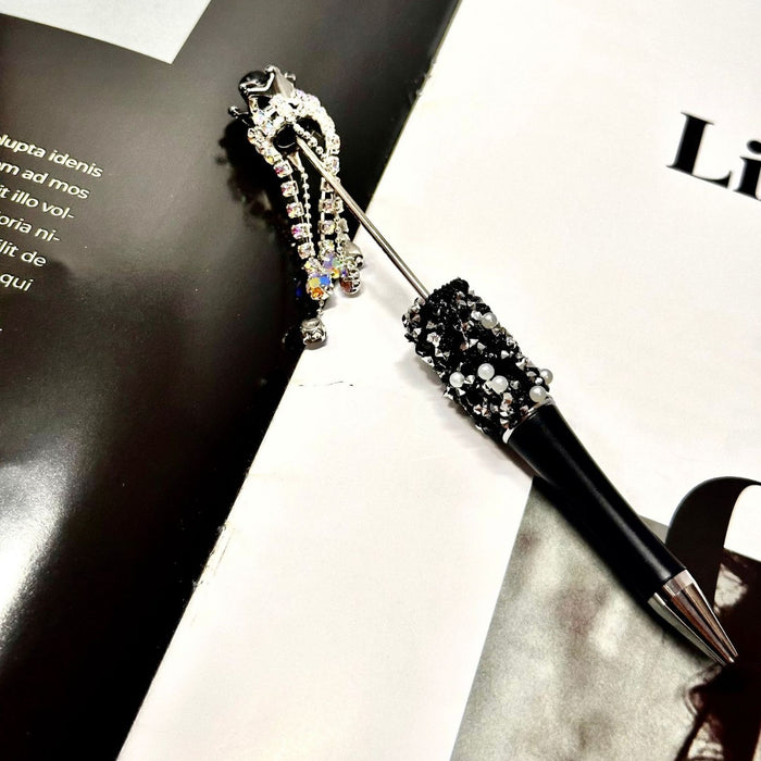Wholesale Beaded Crystal Pen,  Spinning Model,  Black Ink,  Jewelry Accessory Gift