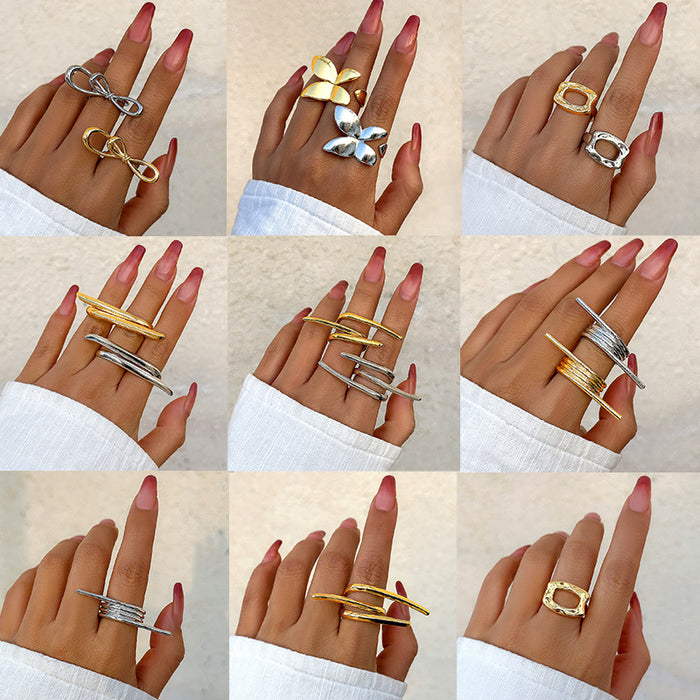 Wholesale Jewelry Butterfly Ring Joint Ring Simple and Exaggerated Creative Ring