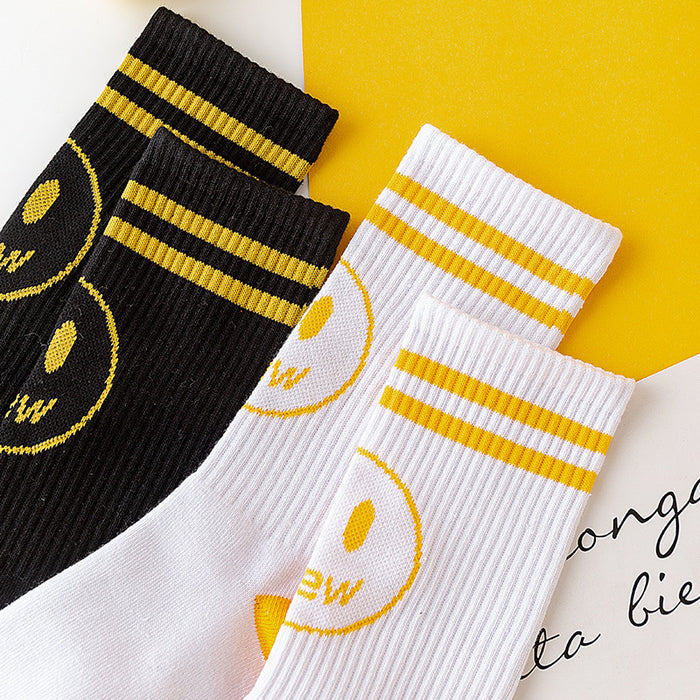 Wholesale Smiley Face Graffiti Letters Cotton Socks JDC-SK-JiaY008