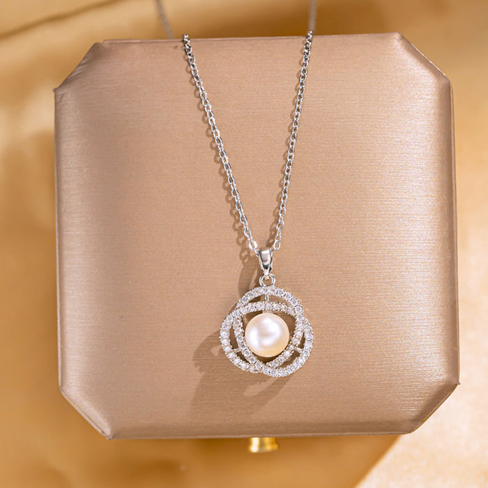 Wholesale Diamond and Pearl Titanium Steel Necklace JDC-NE-QingYan004