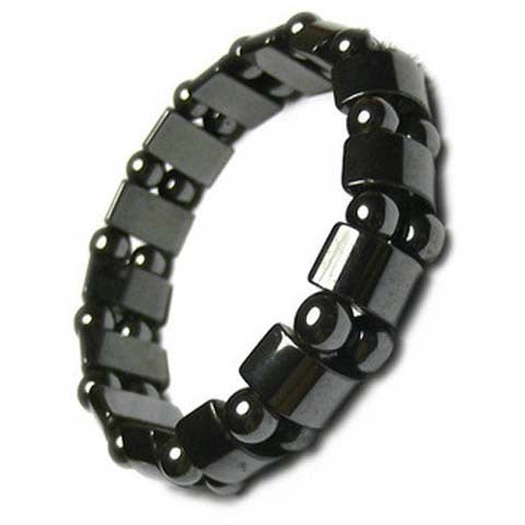 Wholesale black stone half moon round bead magnetic bracelet unisex elastic rope magnet bracelet