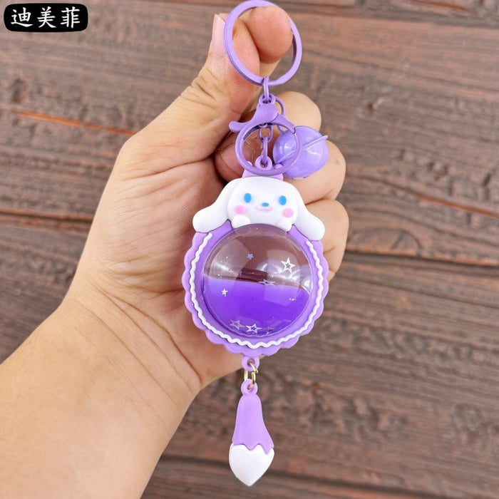 Wholesale Creative liquid oil key chain quicksand key chain crystal ball unicorn floating car cute bag small pendant
