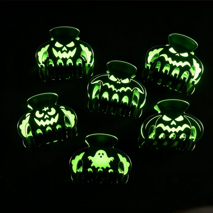Wholesale  Glow In The Dark Acrylic Hair Claw Clip Pumpkin Face Design Women S Party Hair Accessory
