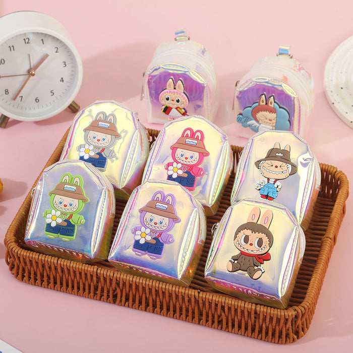 Wholesale Random Colorful Small Backpack Coin Purse Keychain Clutch Bag Laser Storage Small School Bag Doll Machine