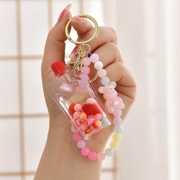 Wholesale Cute Beaded Sand Bottle Keychain