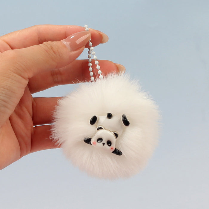 Wholesale Trendy Panda Plush Keychain Charm Cotton Filled Backpack Pendant Keyring Gift