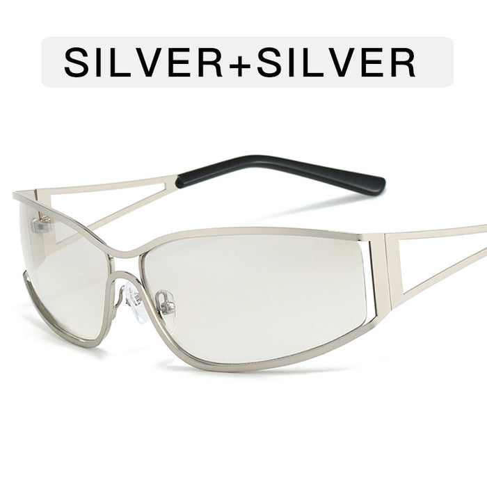 Wholesale Hollow metal sunglasses, retro narrow frame sunglasses, personalized street photography sunglasses