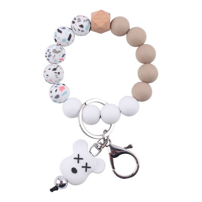 Wholesale Cartoon Silicone Beaded Bracelet Keychain JDC-KC-GuangTian041