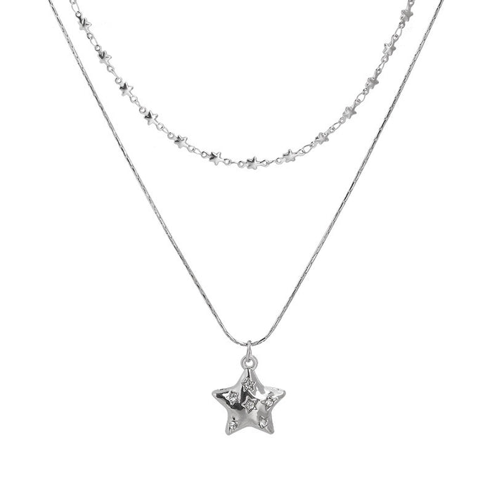 Wholesale Star double layered necklace, collarbone chain, niche design, neck chain