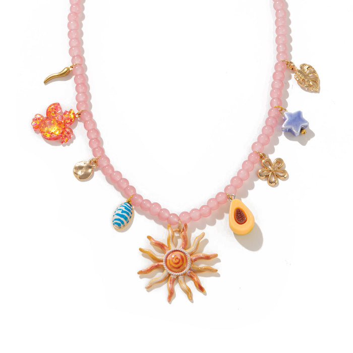 Wholesale Gold Plated Copper Human Face Sun Pendant Necklace With Heart Charm Boutique Resale