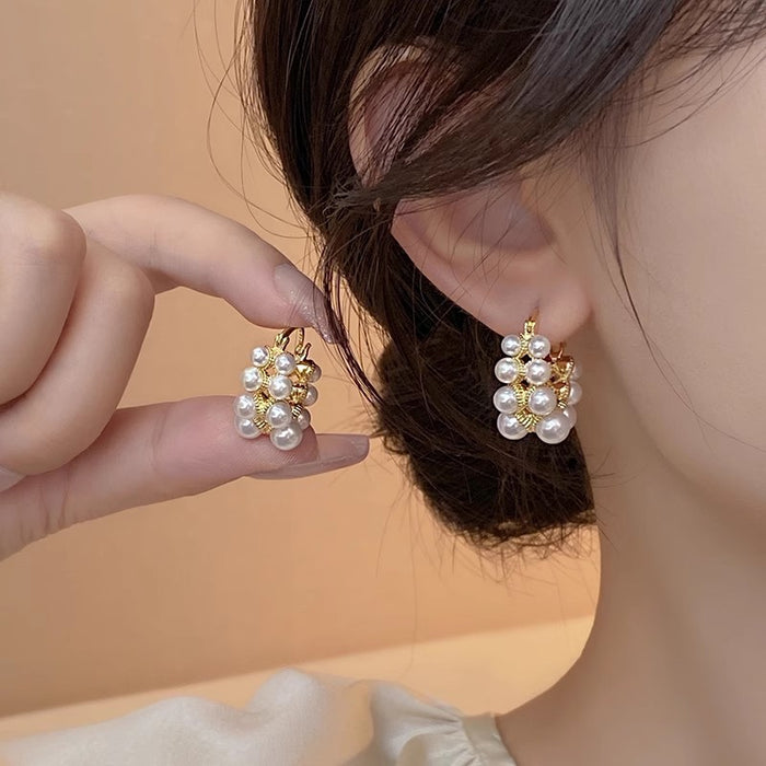Wholesale Double-row pearl earrings ring