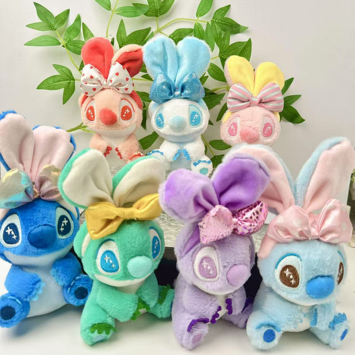 Wholesale Alien Cartoon Character with Bowknot Colorful Big Ears Doll Cute Plush Keychain Schoolbag Charm