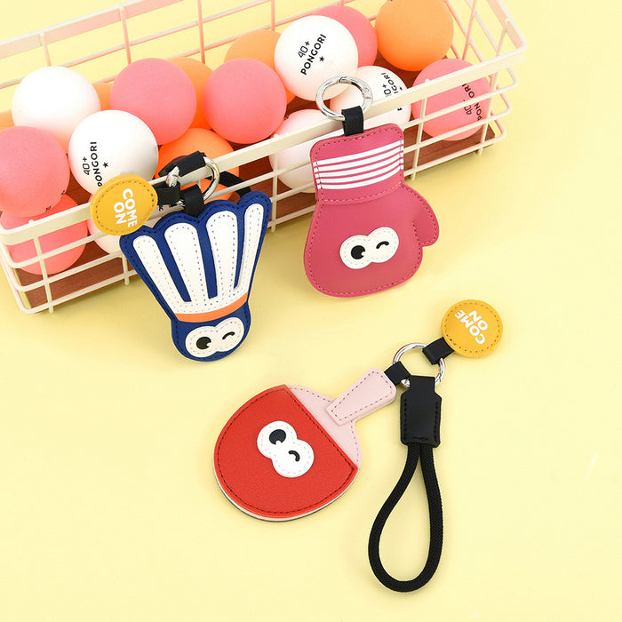 Wholesale Creative sports keychain simple cartoon table tennis badminton boxing sports event PU pendant small gift