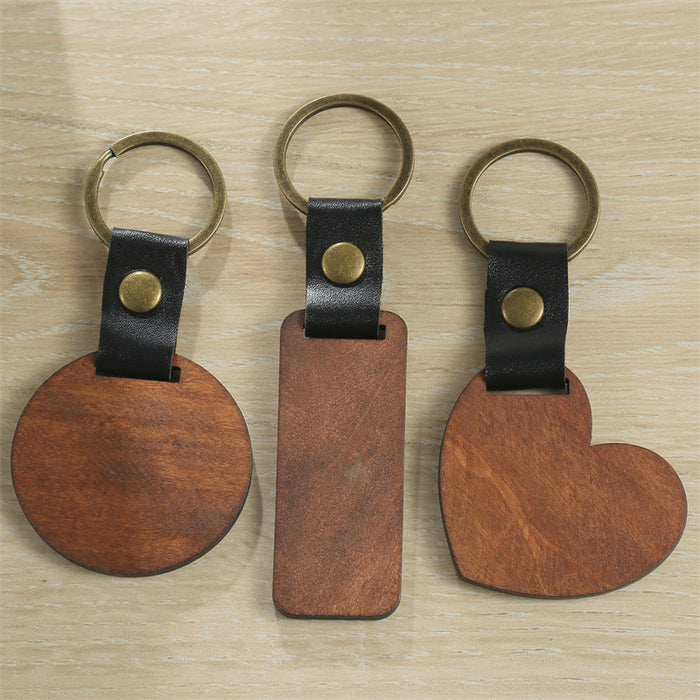 Wholesale Keychains Wooden PU Simple Handmade Love Circle JDC-KC-XiaYang001