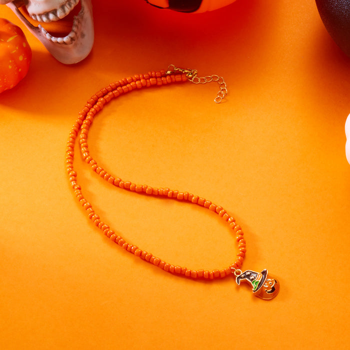 Wholesale Popular Halloween Jewelry Pumpkin Ghost Pendant Necklace