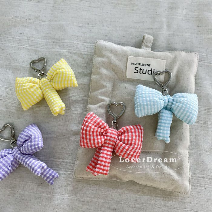 Wholesale Love Candy Color Plaid Bow Bag  Sweet Cute Keychain