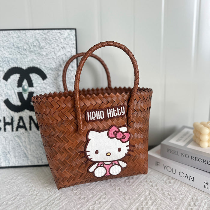 Wholesale Colorful Plastic Woven Bag Women' s Handbag Cat Multi-Colorful Woven Tote Bag Commuter Women' s Handbag