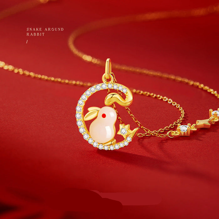 Wholesale   Snake Rabbit Necklace Hetian Jade Pendant Advanced Necklace