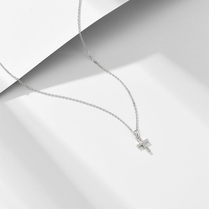 Wholesale Imitation Diamond Cross Sterling Silver Necklace Clavicle Chain