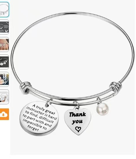 Wholesale Circular hanging tag bracelet, stainless steel heart engraved lettering pendant, round adjustable steel pearl pendant bracelet