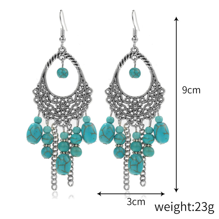 Wholesale Bohemian Retro Vintage Turquoise Earring Set