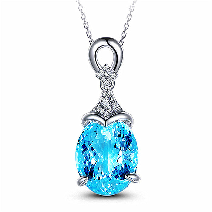 Wholesale Carat Natural Sea Blue Diamond Pendant Necklace Color Gem Hot Pendant