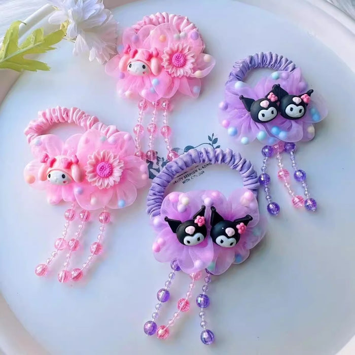 Wholesale Kids'  Flower High Elastic Tassel  Hair Scrunchies