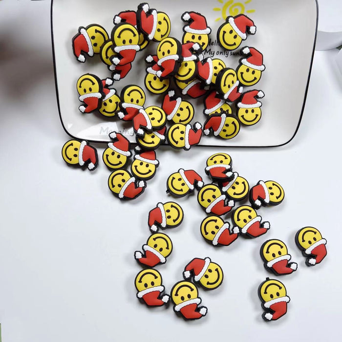 Wholesale 100PCS Christmas Smiley Face Silicone Cartoon 3D Focal Beads JDC-BDS-Nais286