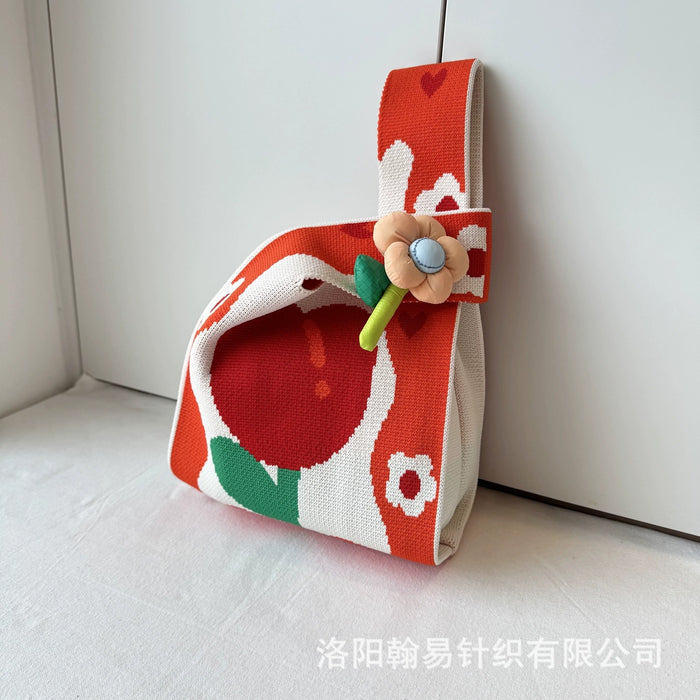 Wholesale New niche designer's flower themed knitted bag, handbag, handbag, and gift bag