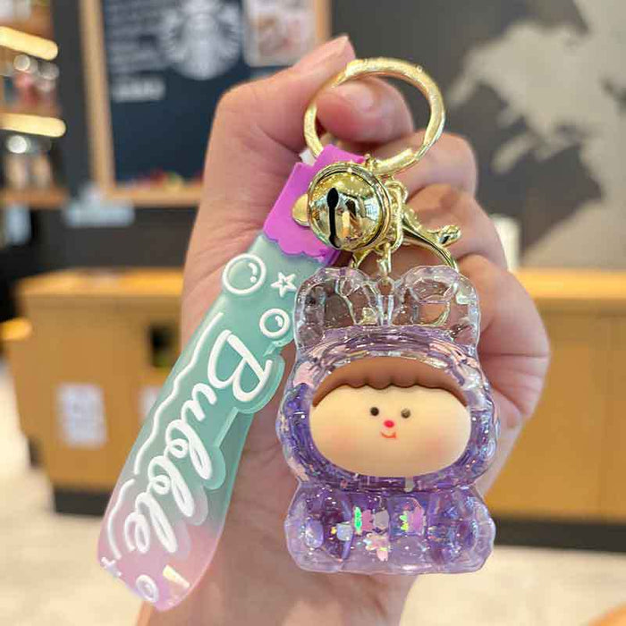 Wholesale Oil-in Acrylic Quicksand Key Chain Cute Flash Doll Key Chain