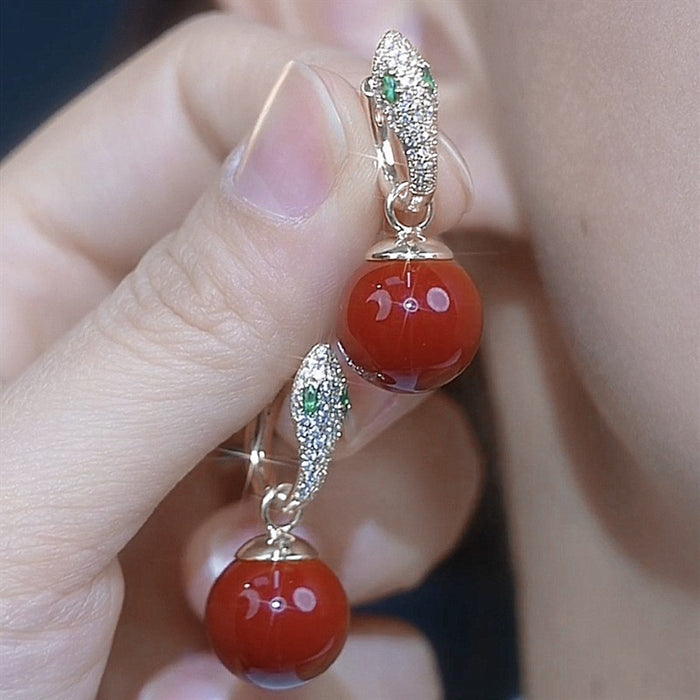 Wholesale Vintage ear buckle design, compact and mini silver needle zircon snake earrings