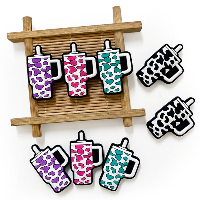 Wholesale 10pcs Cartoon Silicone Cow Pattern Ice Tyrant Cup Beads Focal Beads JDC-BDS-WDX063
