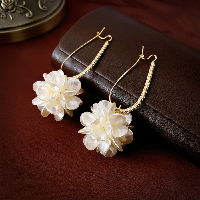 Wholesale Acrylic Flower Diamond Long Ear Hook Earrings Petal Earrings for Women