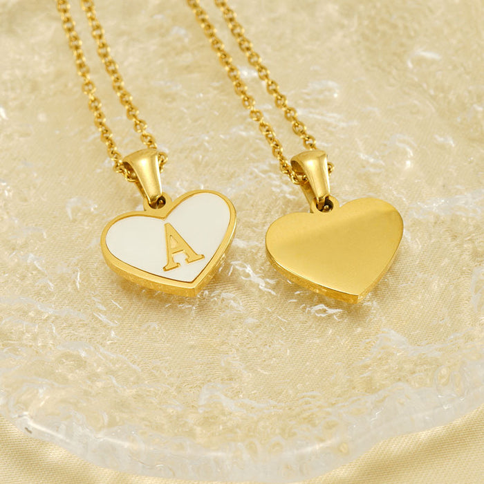 Wholesale 26-letter English letter element heart-shaped stainless steel necklace