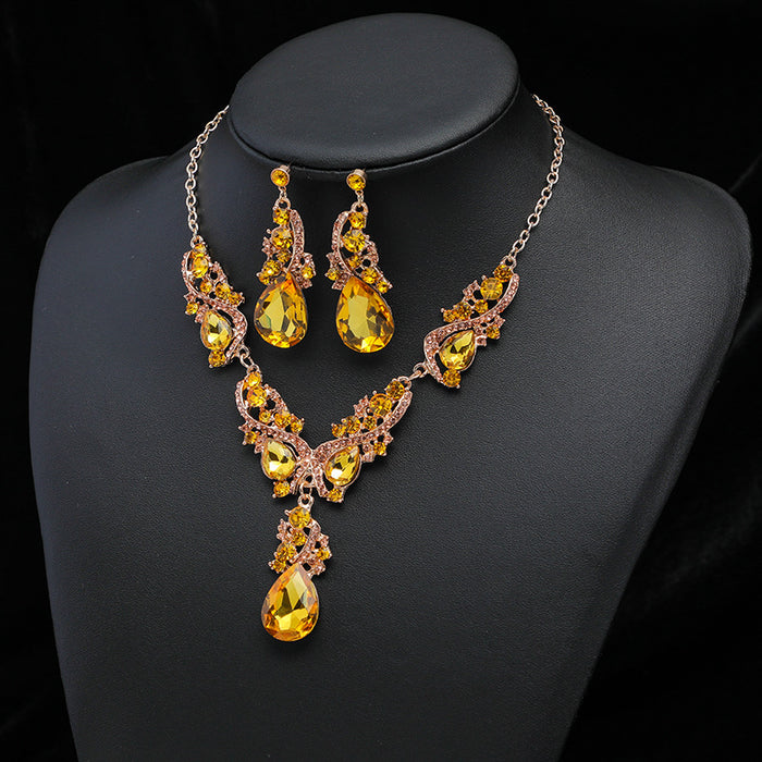 Wholesale exaggerated necklace earrings set for alloy plating jewelry dress